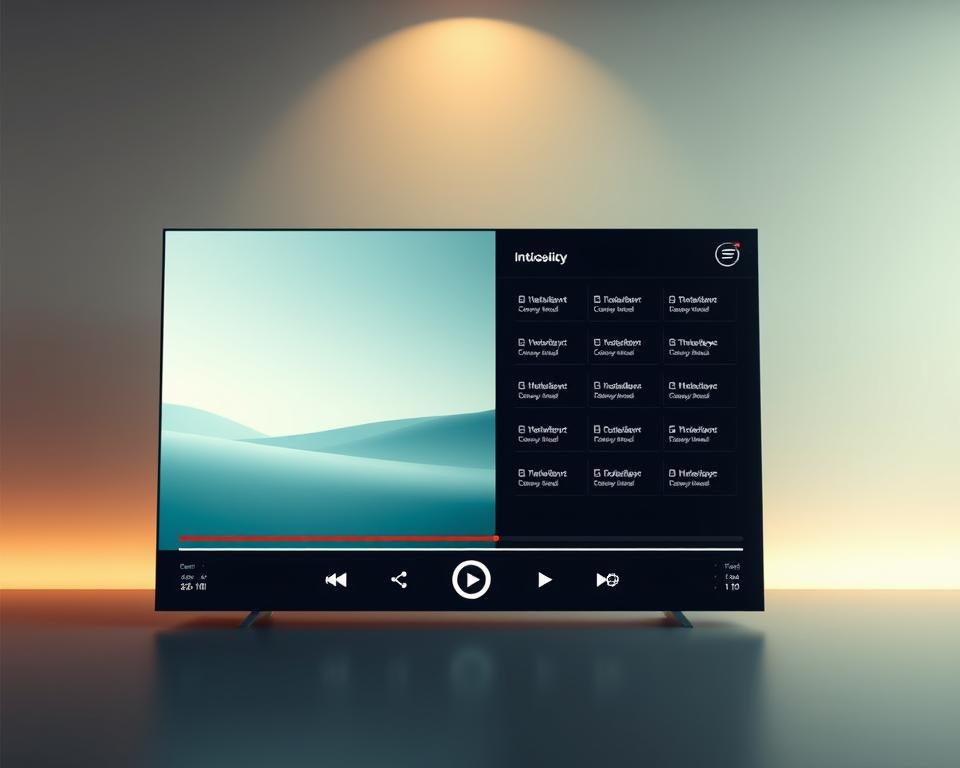 A sleek, intuitive video player interface with a clean, minimalist design. The foreground features a large, high-resolution video display area with smooth, responsive playback controls. The middle ground showcases a modern, customizable menu system with clear, easy-to-navigate options. The background has a subtle, gradient-based color scheme that complements the overall aesthetic. The lighting is soft and diffused, creating a warm, inviting atmosphere. The camera angle provides a frontal, slightly elevated perspective, emphasizing the user-friendly layout and functionality. Overall, the image conveys a sense of a high-quality, well-designed video application that is intuitive and accessible to the user.
